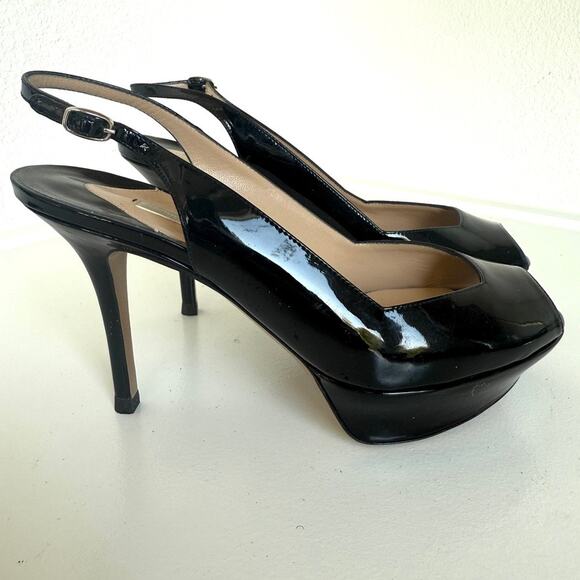 Nicholas Kirkwood Black Patent Leather Platform Slingback Heels Size 37 (US 7) - Picture 3 of 10